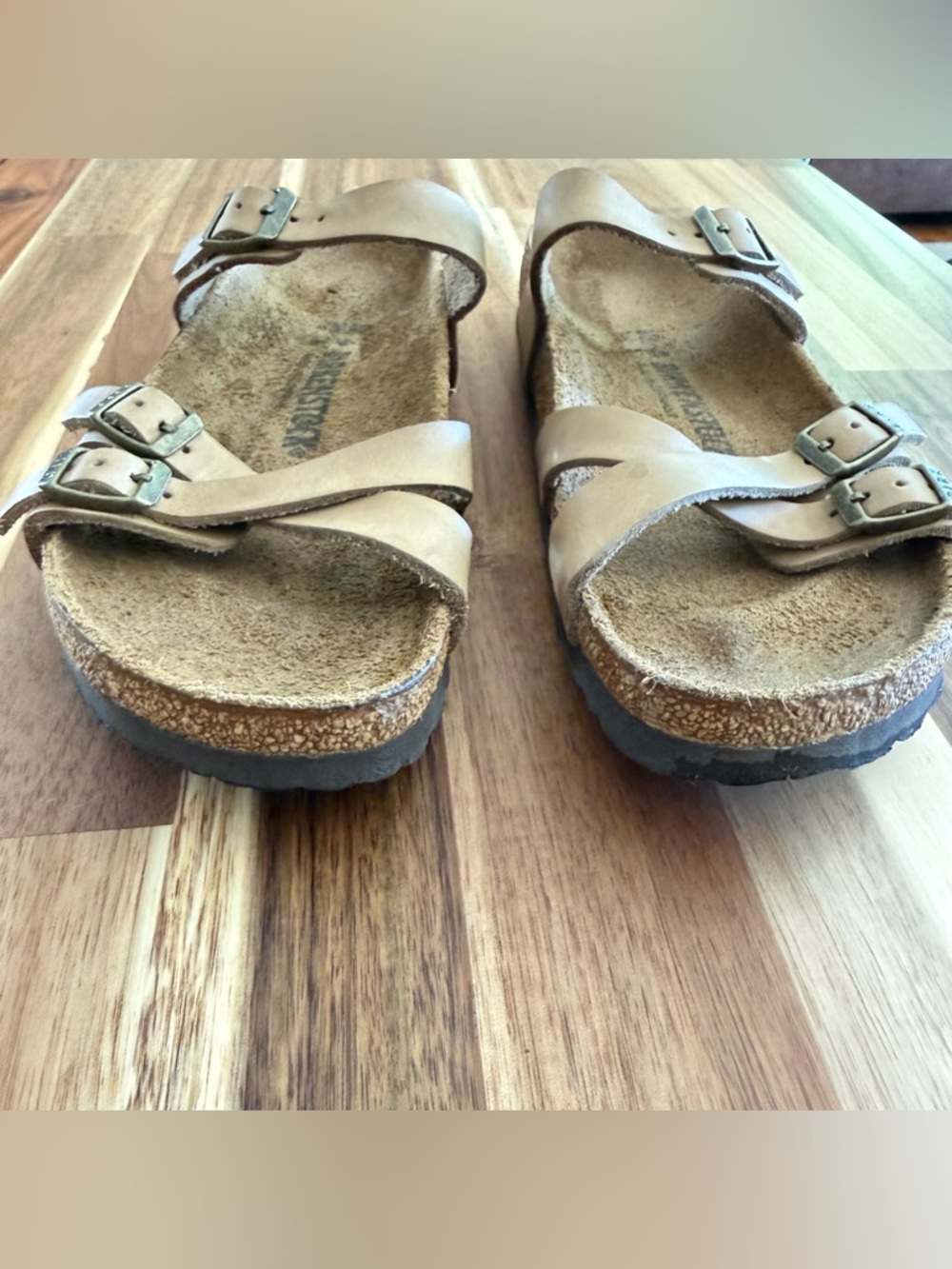 Birkenstock Women's Tan Triple-Strap Sandal with Buckles Size 9 (40) - Picture 5 of 14